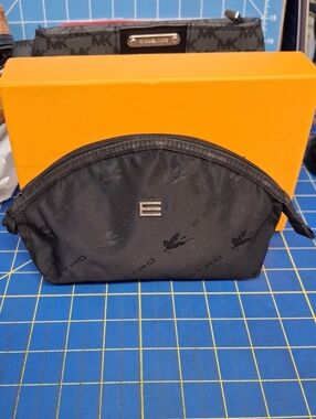 ETRO Black Logo Nylon Travel Pouch 5" x 3" x 2"